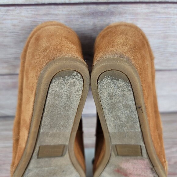 Toms Desert Hidden Wedge Ankle Booties Women's Size 8 Suede Lace Heel Shoes - Picture 9 of 11